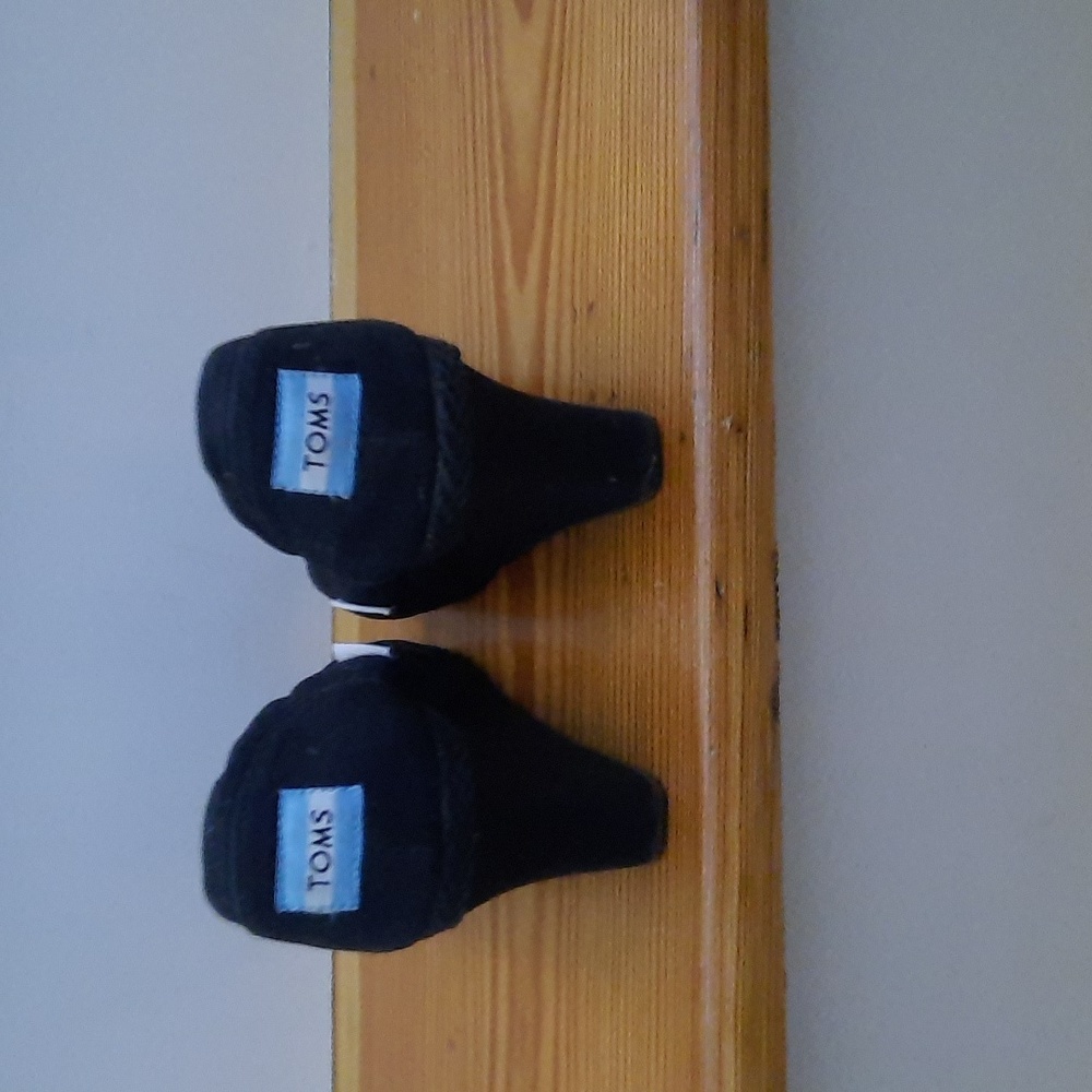 Toms vintage deep black Peep-Toe Wedge Shoes / sandals - Picture 2 of 4